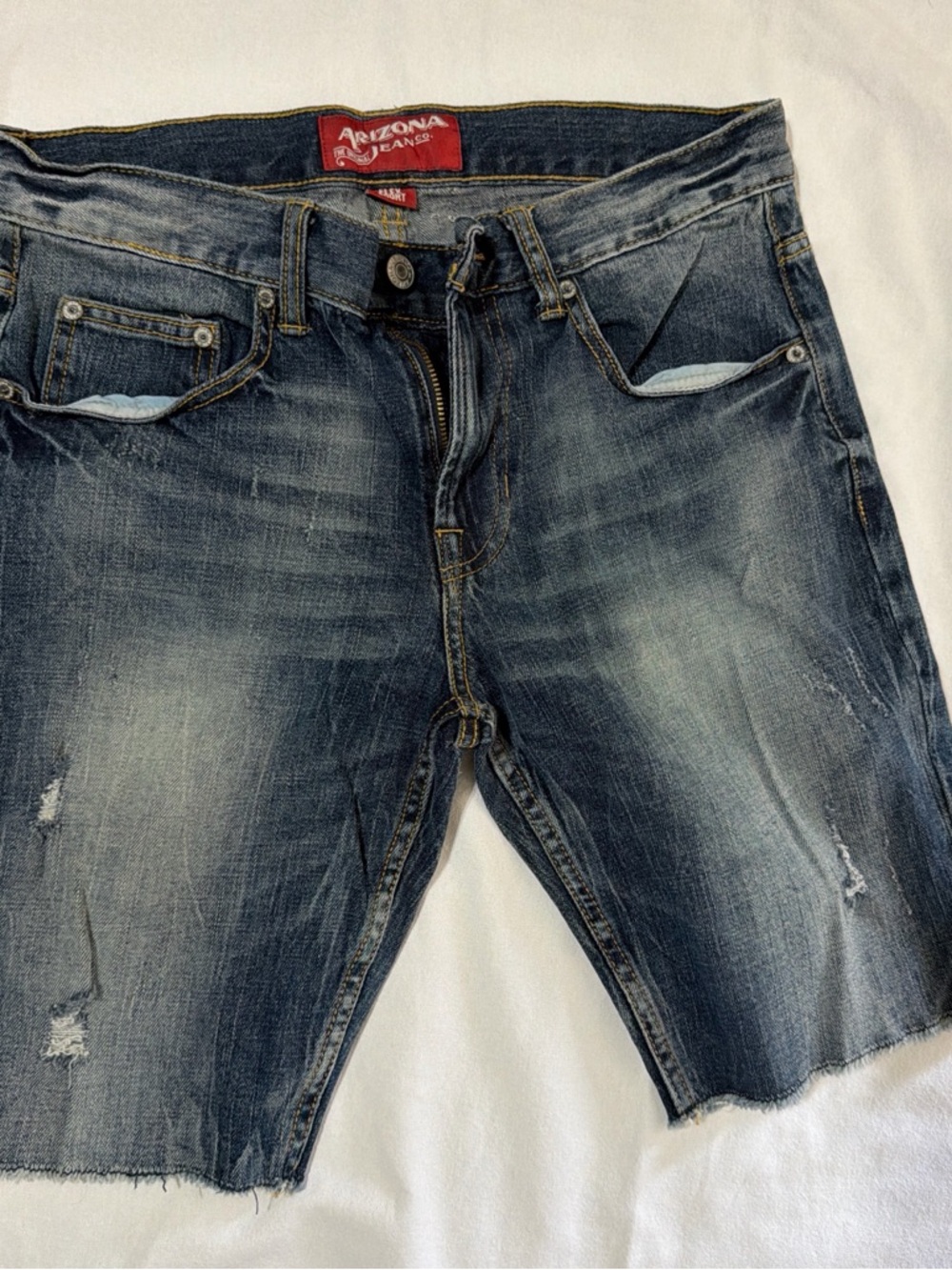 Arizona Jean Company Distressed Dark Blue Men's Denim Cutoff Shorts